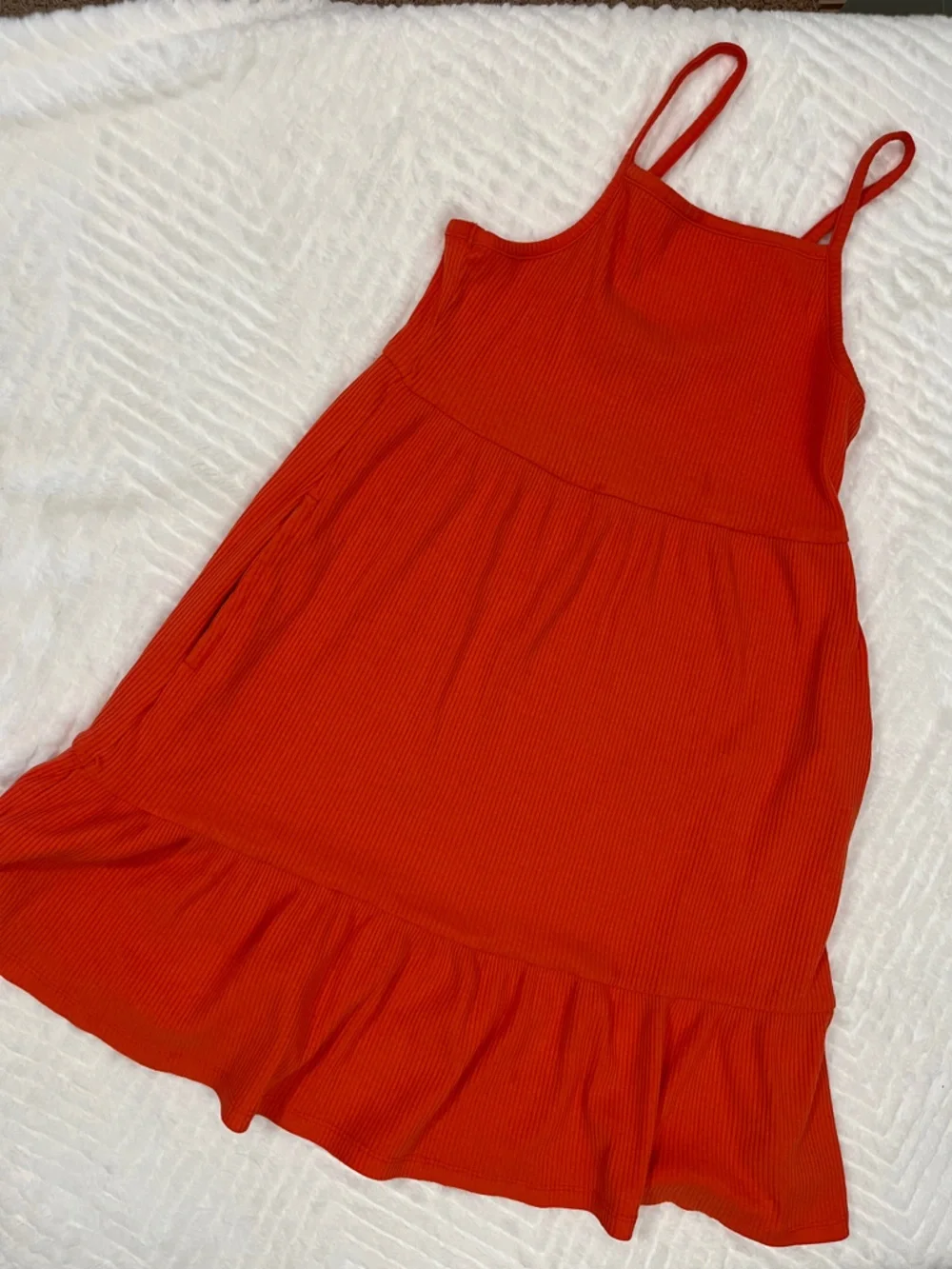 Old Navy Orange Ribbed Tank Dress‎ Ruffle Hem Girls large sundress
